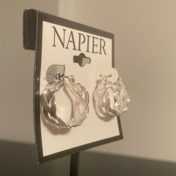 Napier Twisted Silver Hoop Earrings - Picture 1 of 1